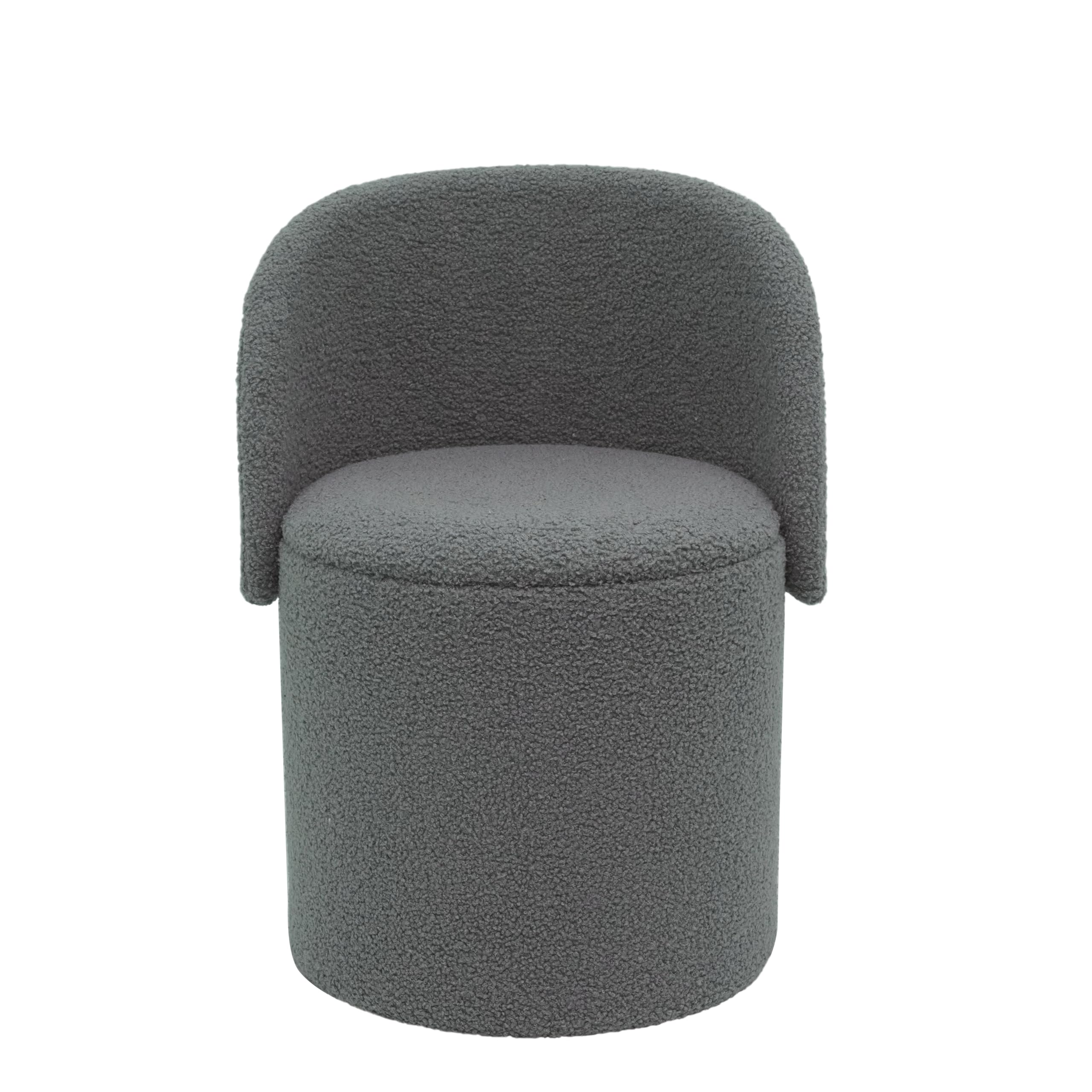 La Maison Luxury Bouclé 3-in-1 Storage Stool Chair – Teddy Fabric Upholstered Ottoman with Hidden Storage & Removable Lid, Modern Accent Seat for Living Room, Bedroom or Vanity (Grey)