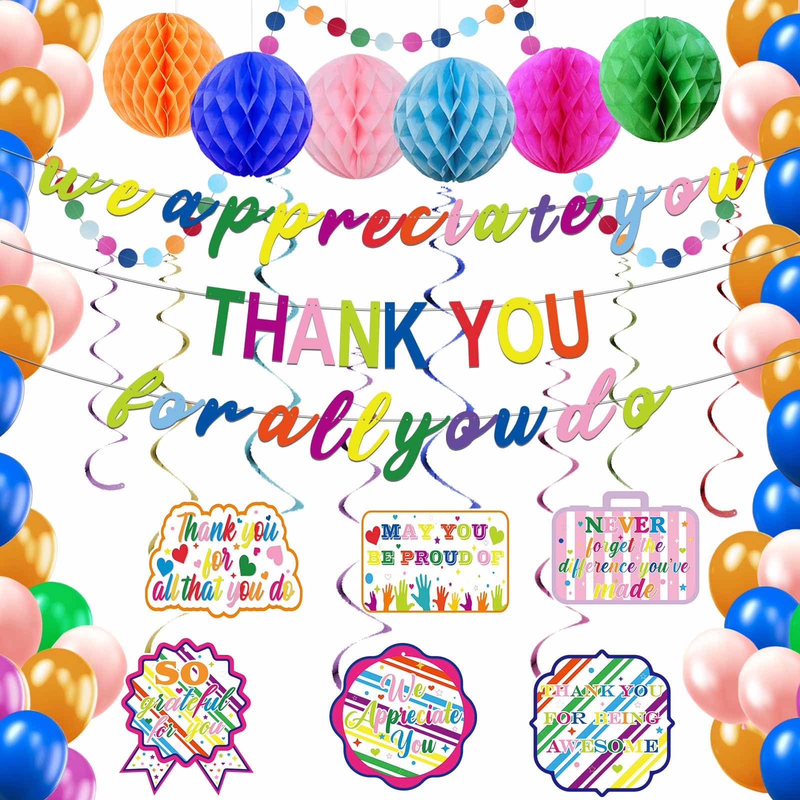 We Appreciate You Decorations,Pre-Strung Iridescent Thank You for All You Do Banner,Work Office Party Decoration for Employee Worker Staff Teacher