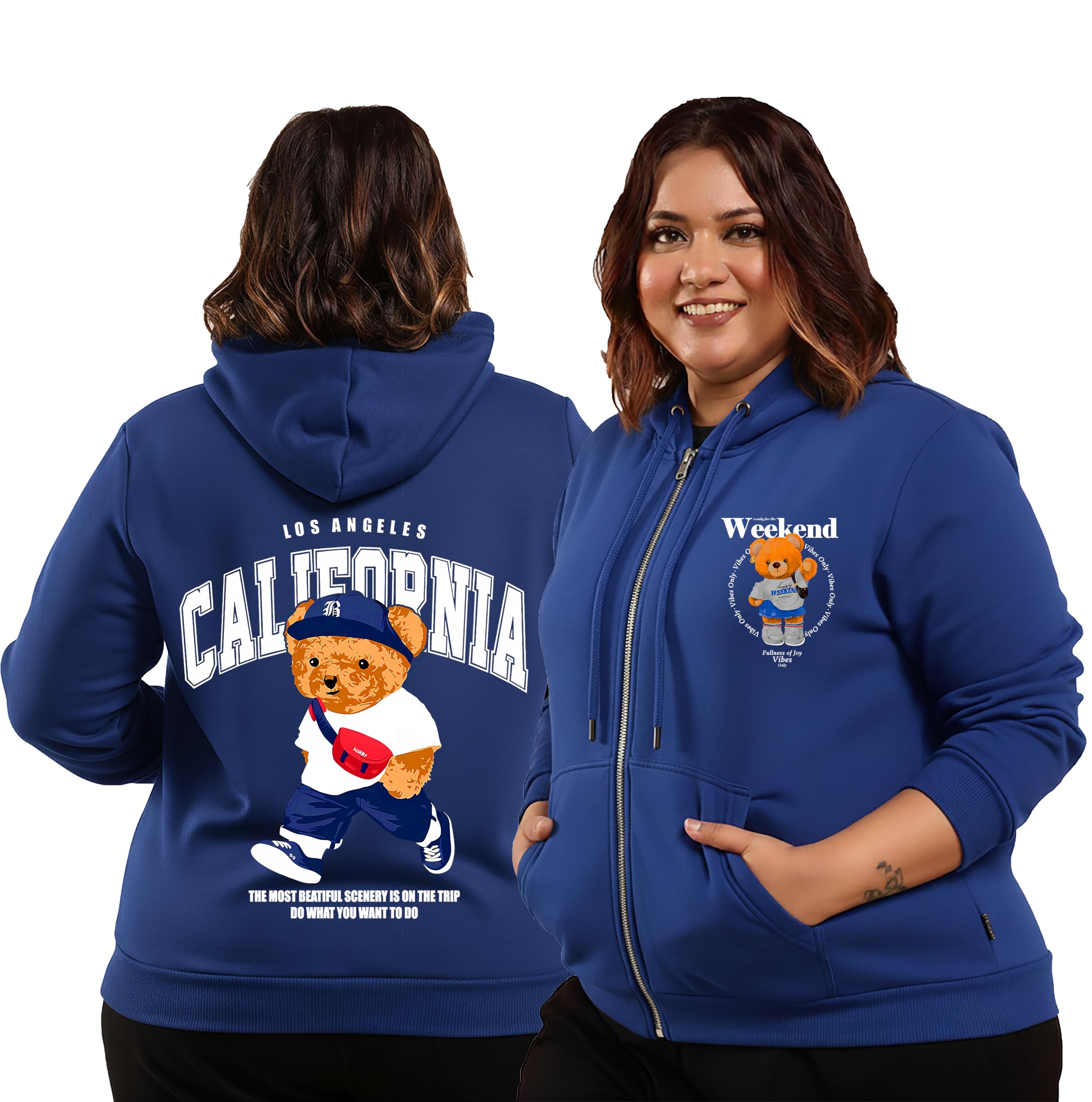 elite soul Women's Plus Size Zipper Hoodie | Front Zip Full Sleeve Printed Hooded Sweatshirt | Casual Jacket | XL, 2XL, 3XL, 4XL, 5XL, 6XL-picture-1