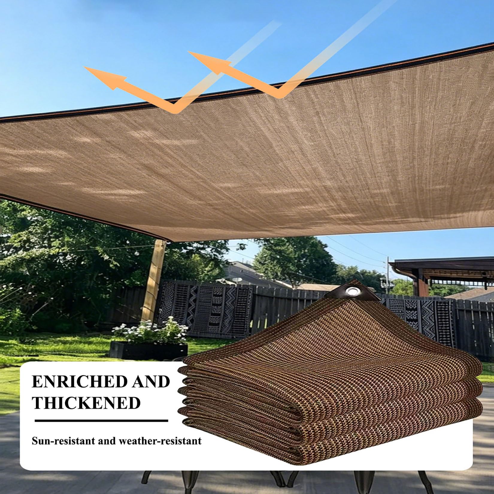 3x9m Traspirante Rete di Ombreggiatura Telo Ombreggiante per Esterni Telo Ombreggiante con Occhielli per Protezione Vele Privacy Antistrappo per Serra/Balcone/Cortile/Tetto/fiori/pianta Marrone