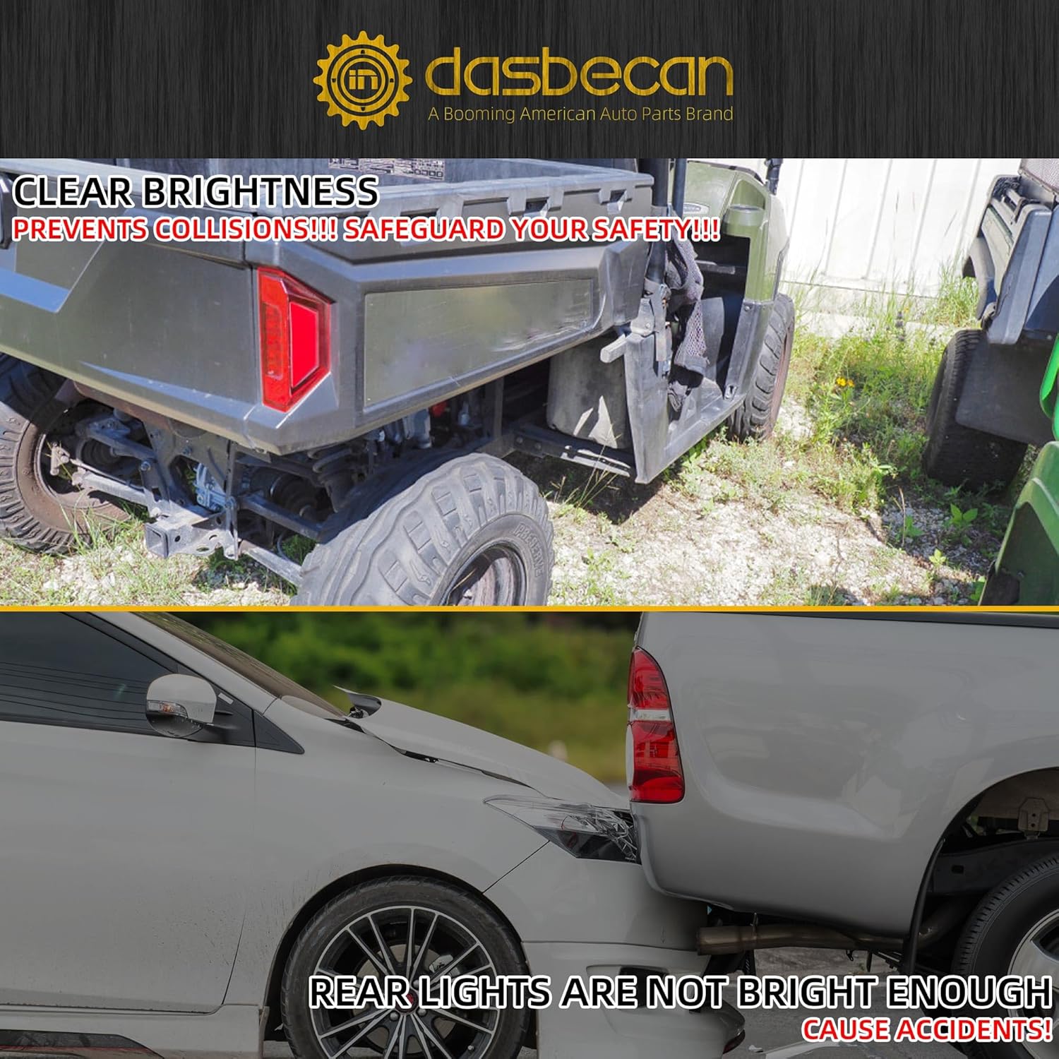 Dasbecan 2Pcs UTV Tail Light Assembly Red LED Taillight Rear Brake Stop Light Running Light Compatible with 2013-2019 Polaris Ranger 570 Full Size XP 900 RGR GENERAL 1000 Rear Tail Light 2412774