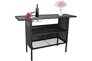 Counter Table with Shelves and Rails for Deck, Porch and Yard