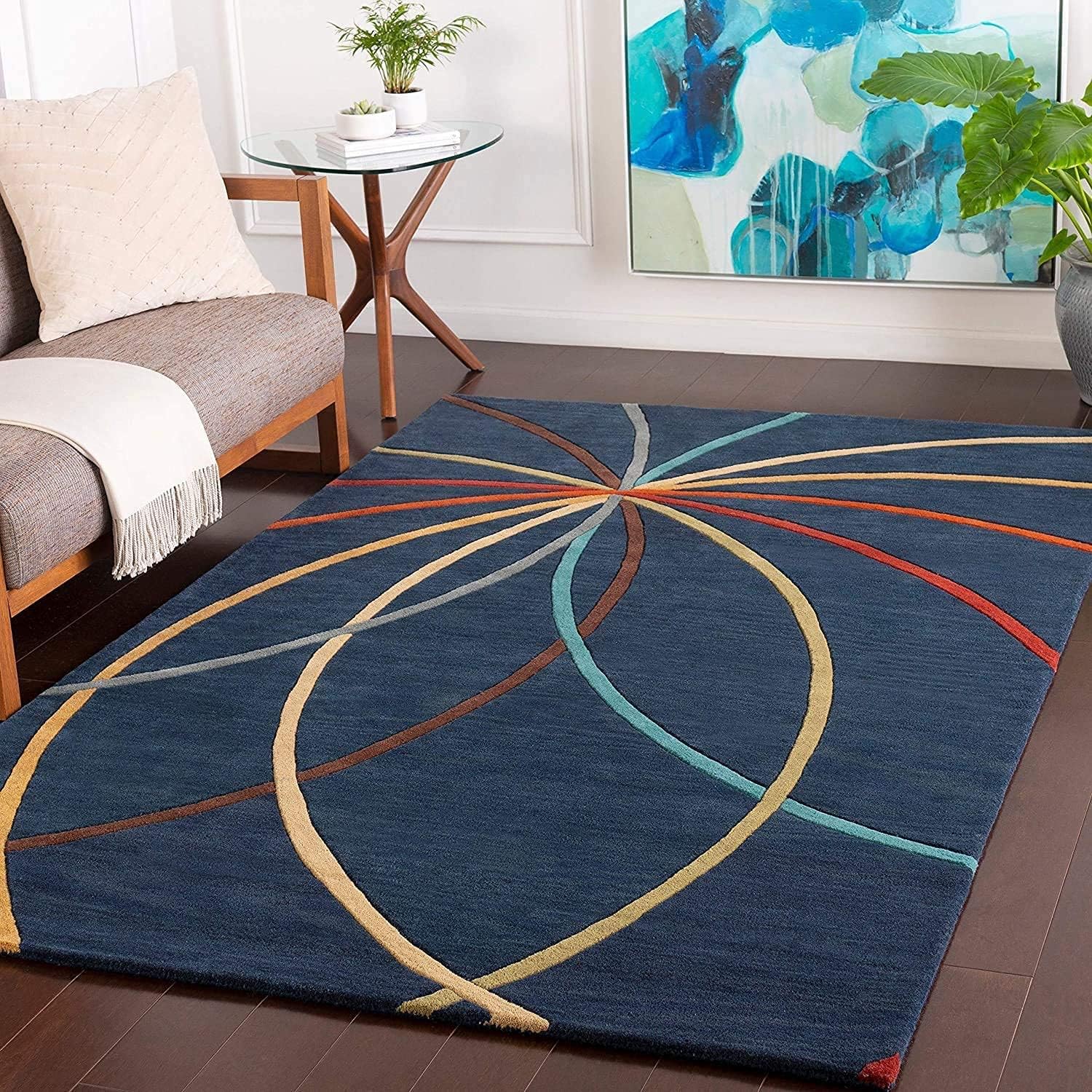 Carpet for Living Room Rugs for Bedroom 5x8 feet Floor mat Blue Web Color