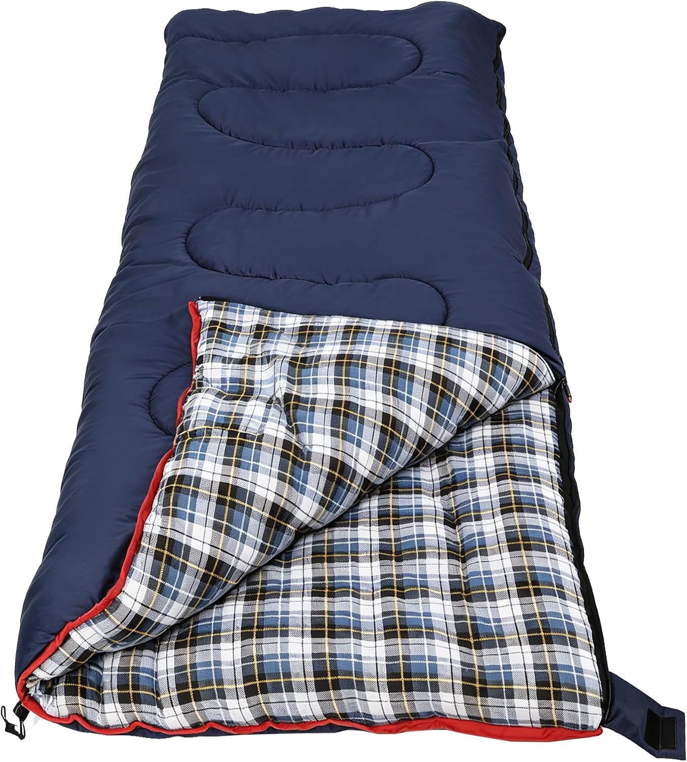 Flannel Sleeping Bag for Adults, Waterproof Cold Weather & Warm Camping Sleeping Bag with Compression Sack, 3 Season Trip Warm Envelope Sleeping Bag for Camping, Hiking, Backpacking, Outdoors