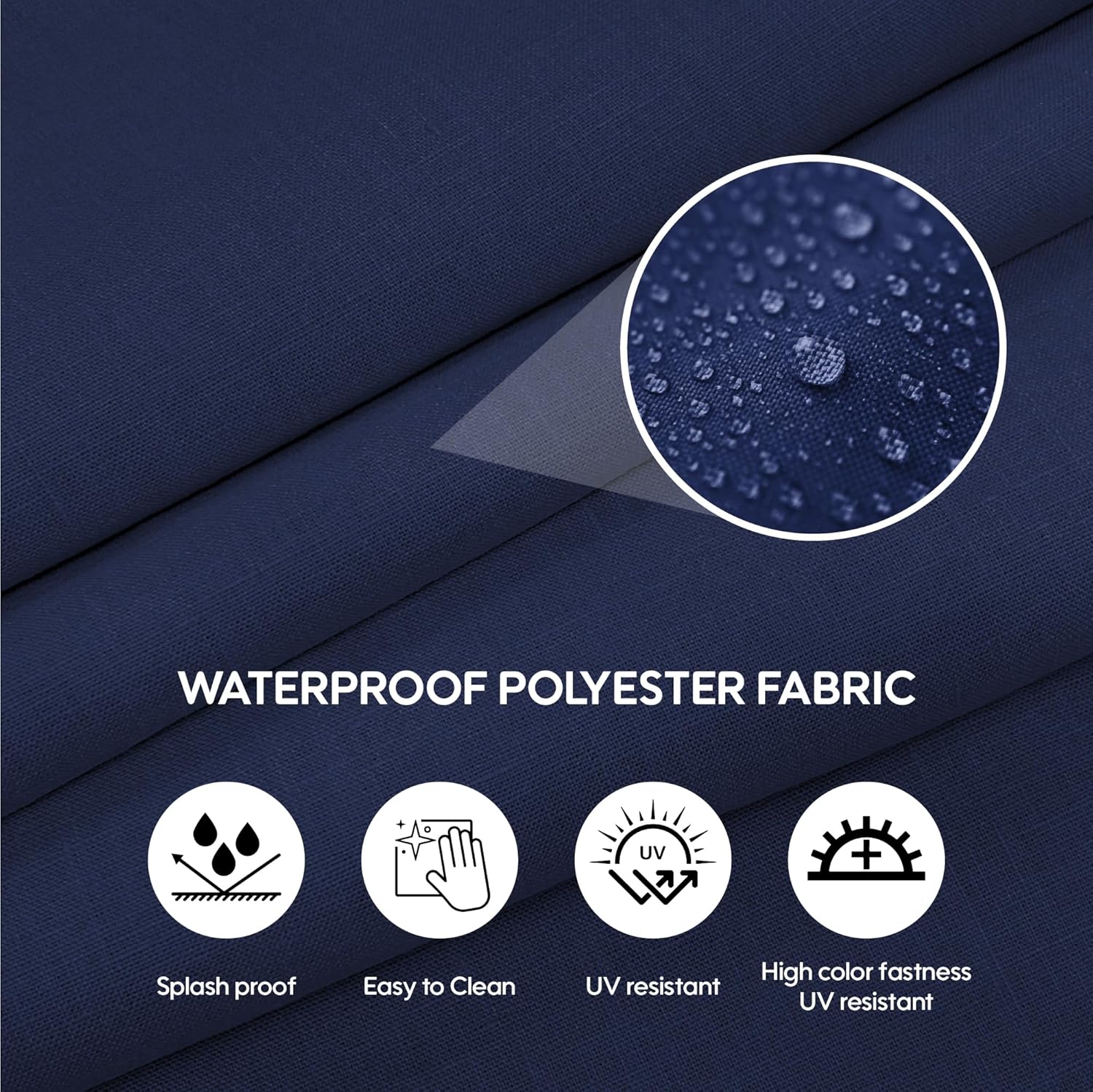 Chaise Lounge Cushions Outdoor Waterproof,Lounge Chair Cushion for Outdoor Furniture, Patio Foldable Chaise Cushions for Garden Pool 76 * 23inch (Navy Blue, 2-Pcs Set)