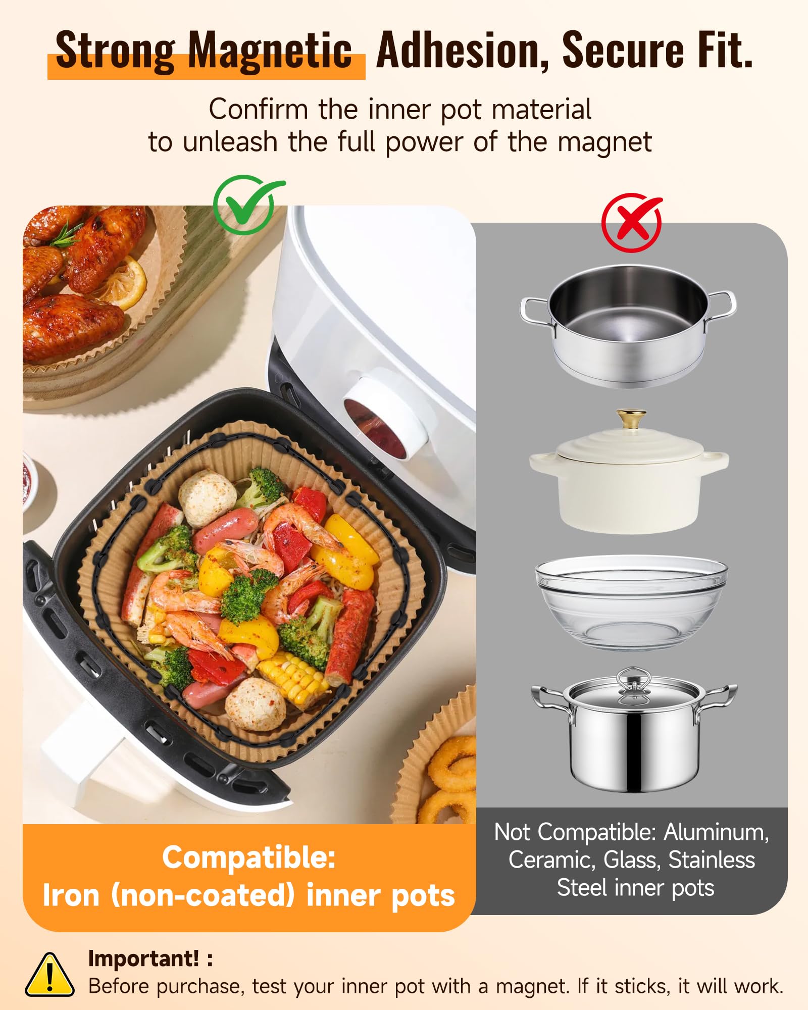 Imanes para Papel de Hornear Airfryer, Paquete de 4 Imanes de Silicona Evitan que el Papel para Hornear cubra los Alimentos, Accesorios para Freidora de Aire Caliente para Ninja, Philips, Cosori — view 2