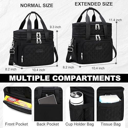 Miniatura 5 de AIJIEKE Bolsa de almuerzo para hombres y mujeres, lonchera grande con doble compartimento, bolsa de almuerzo aislada, bolsa de almuerzo a prueba de