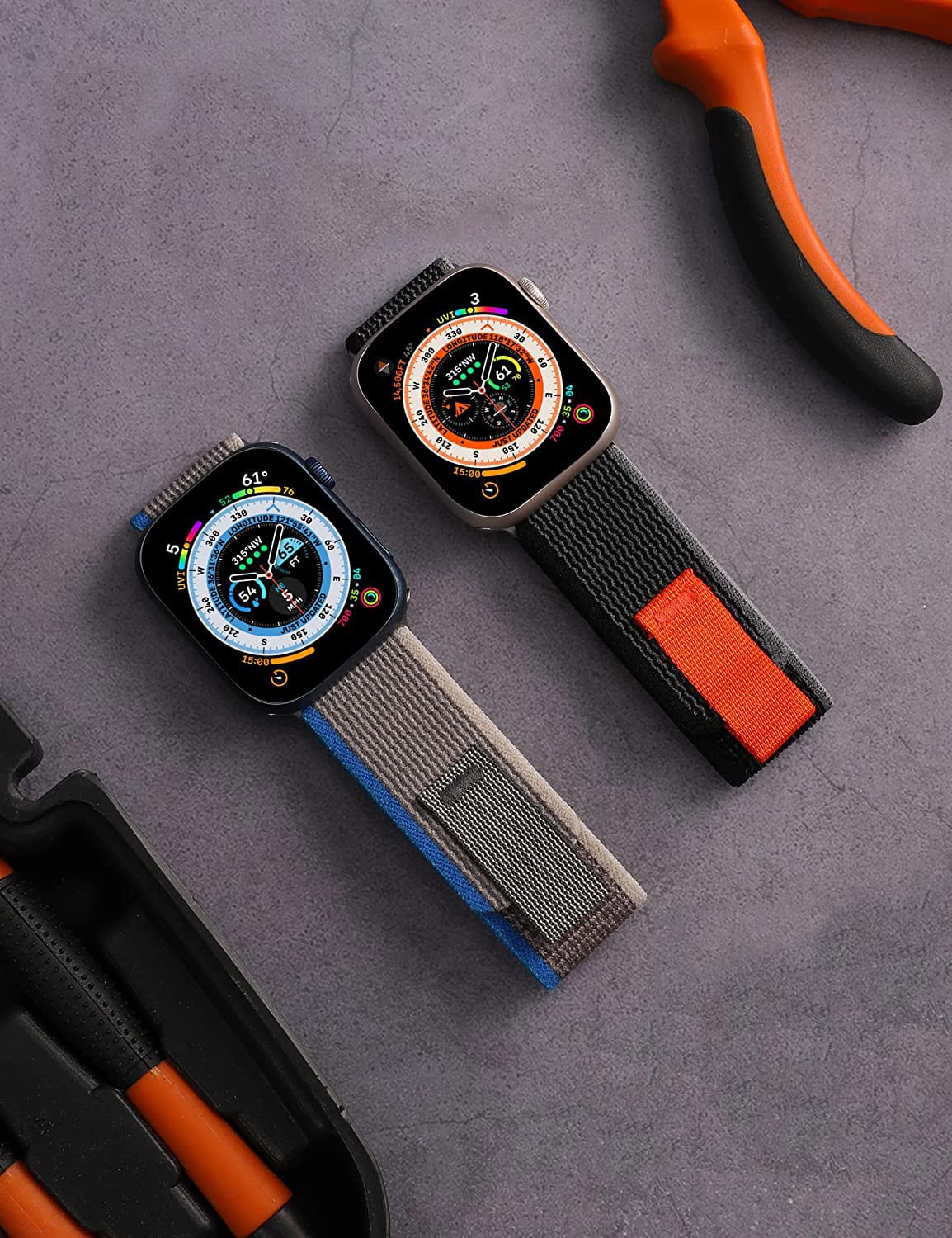 KOZRFEYA Cinturino Trail Loop Compatibile con Apple Watch Ultra 49/45/44/42mm 41/40/38mm, Cinturino Sport Loop Compatibile con iWatch Series 9/8/7/6/5/4/3/2/1/SE (41/40/38mm, Arancione/Beige)
