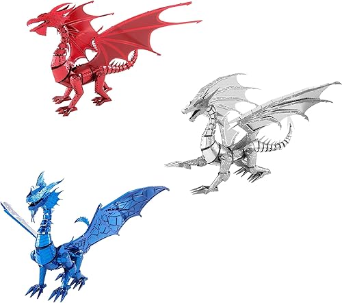 Fascinations Metal Earth ICONX - Juego de 3 kits de modelos de metal 3D, color plateado, azul y rojo