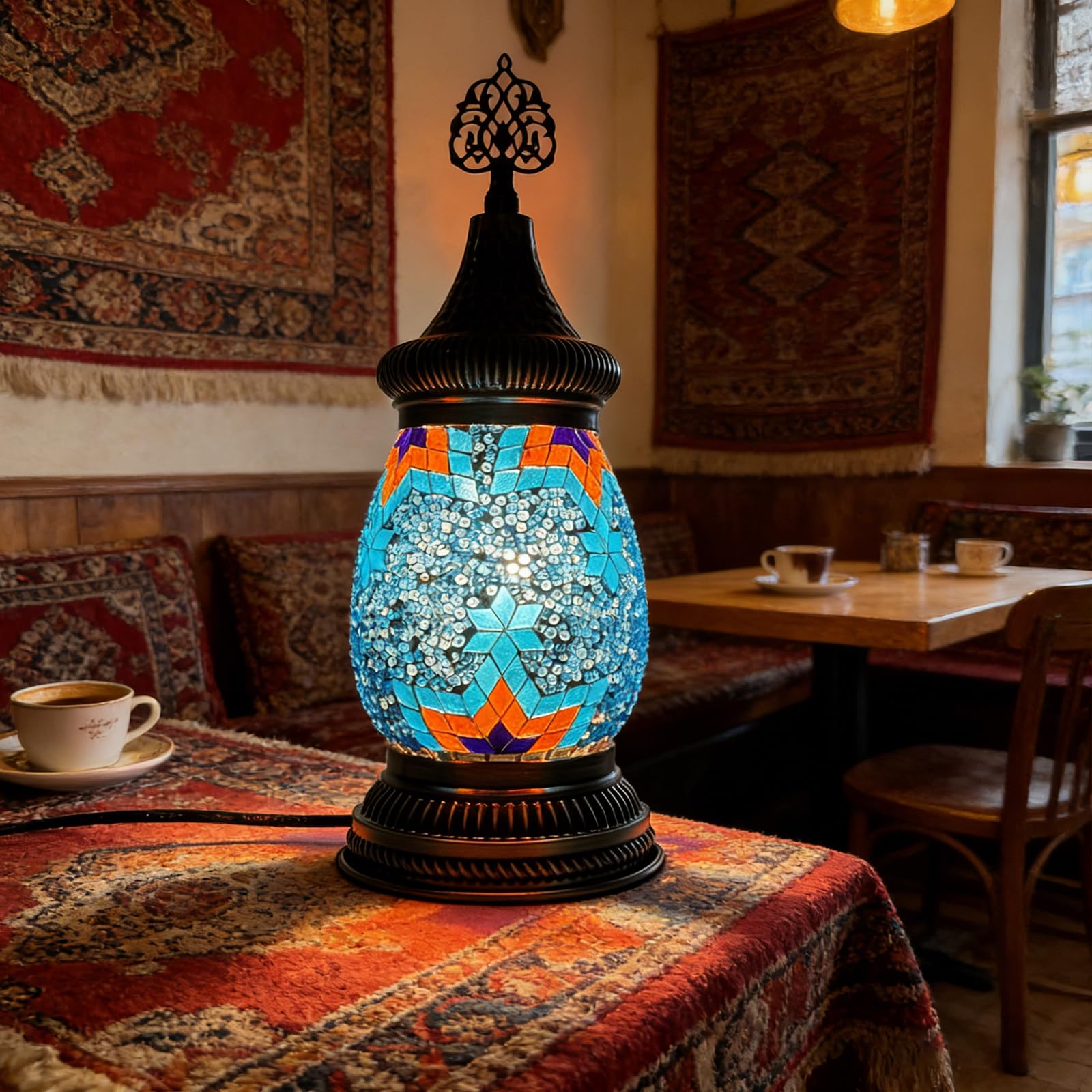 shulovehua Moroccan Table Lamp Mediterranean Style Balcony Garden Mosaic Decorative Night Light Exotic Home, Outdoor Terrace Decorative Gift — image 1
