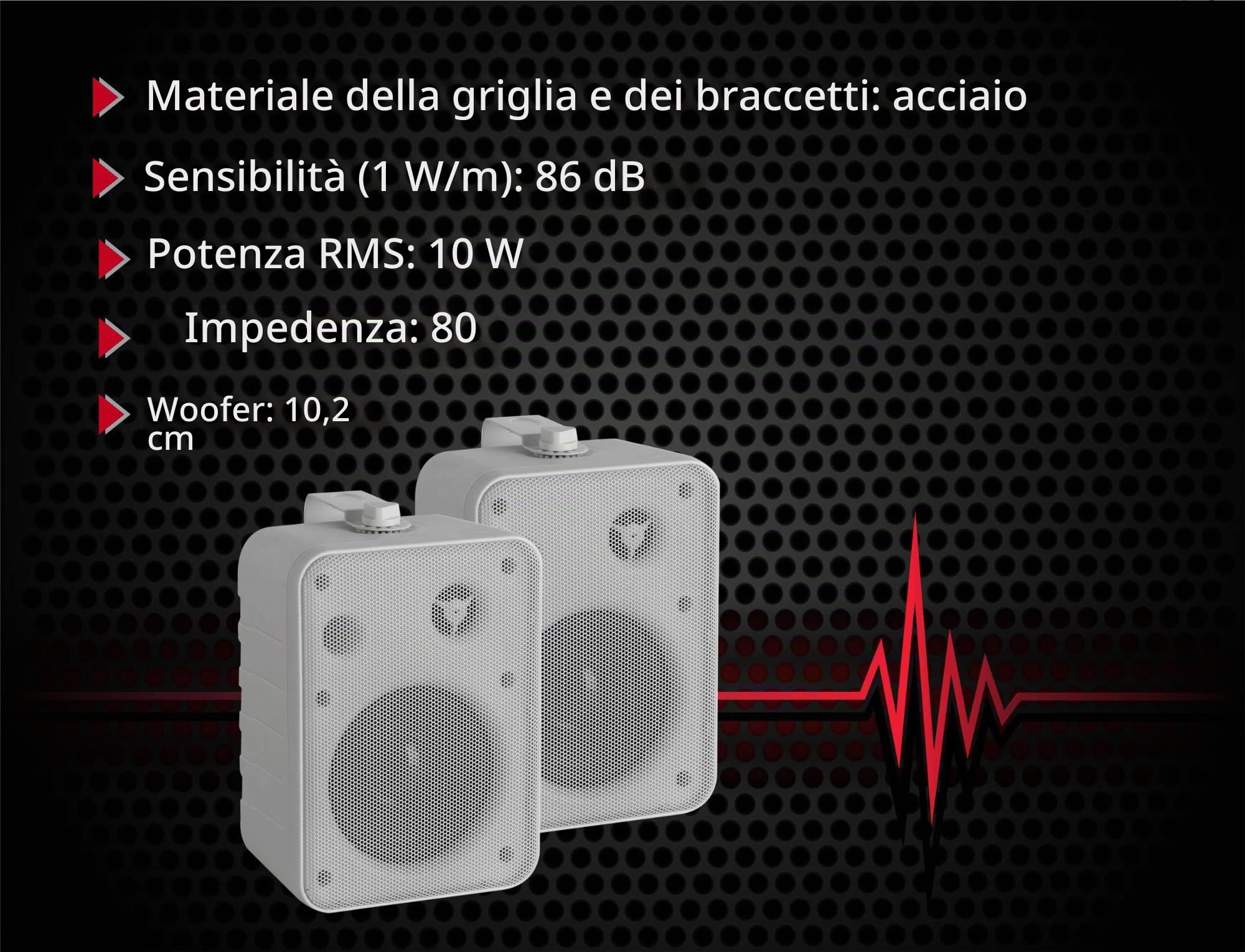 McGrey One Control WH MKIII Coppia Casse Bianche, Woofer 4", Tweeter 0 | Diffusori compatti per installazione, studio o uso HiFi, Potenza nominale: 10 Watt RMS, 5" con angolo di dispersione di 180°