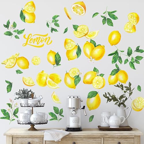 Epakh 41 Pcs Fruit Stickers Peel and Stick Wall Decor for Kitchen, Lemon