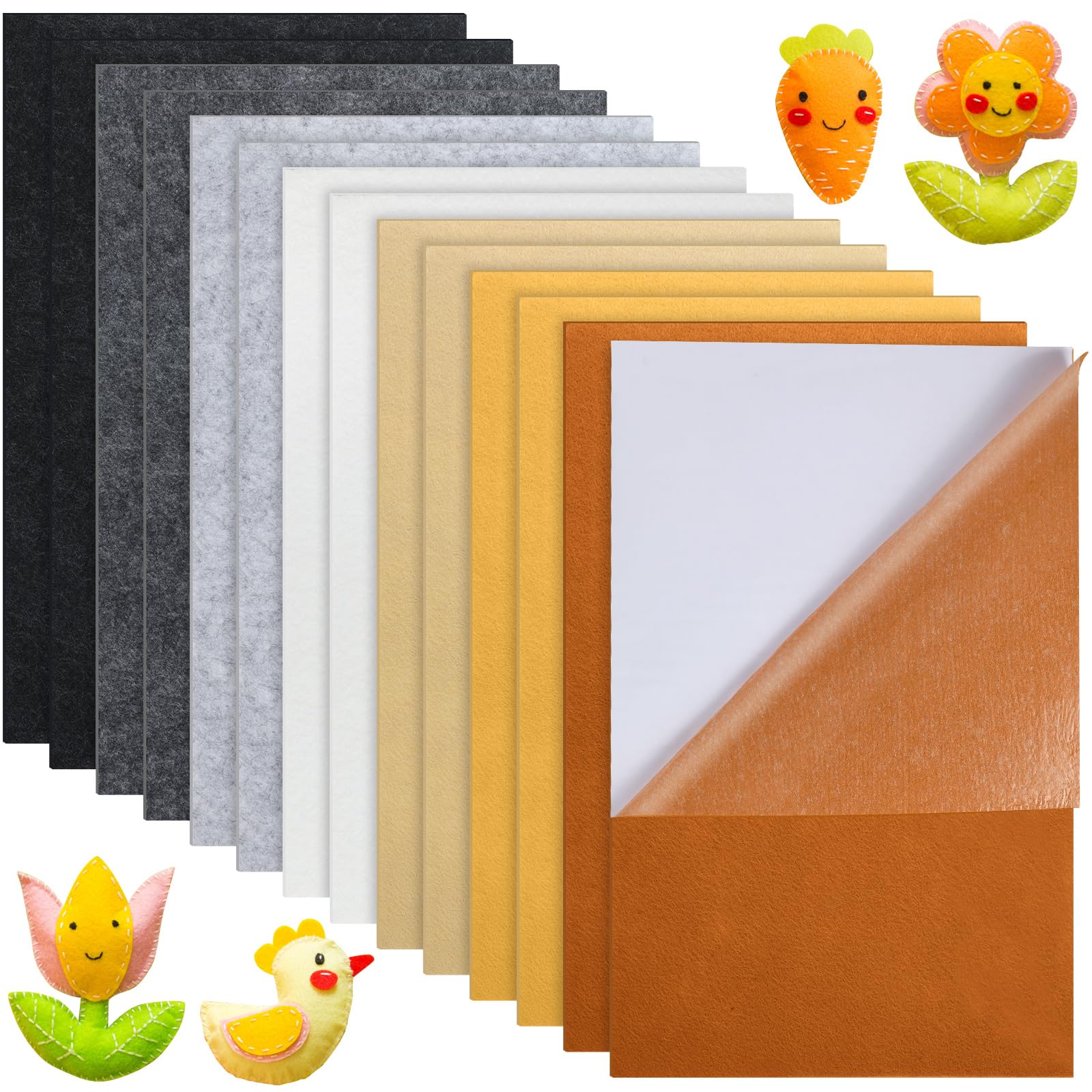 VitalCozy Easter Day 14 Pcs Adhesive Felt Paper 8 x 12 Inch Felt Fabric Sheets Craft Multi Colored Sticky Soft Felt Sheet with Adhesive Backing for Kid Sewing DIY School Decoration(Classic Color)