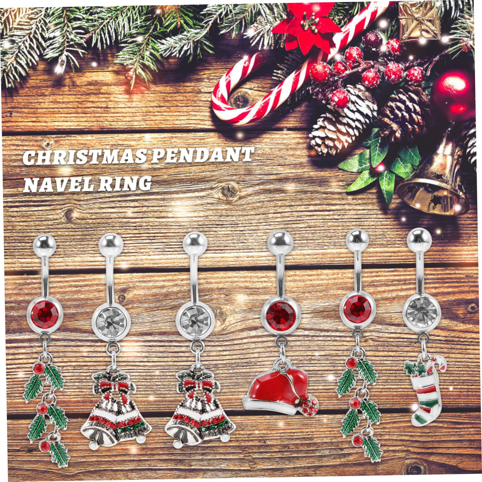 ABOOFAN Pezzi Natale All'Ombelico Ciondola Gli Della Natale Piercing All'Ombelico Ciondola Piercing Womans