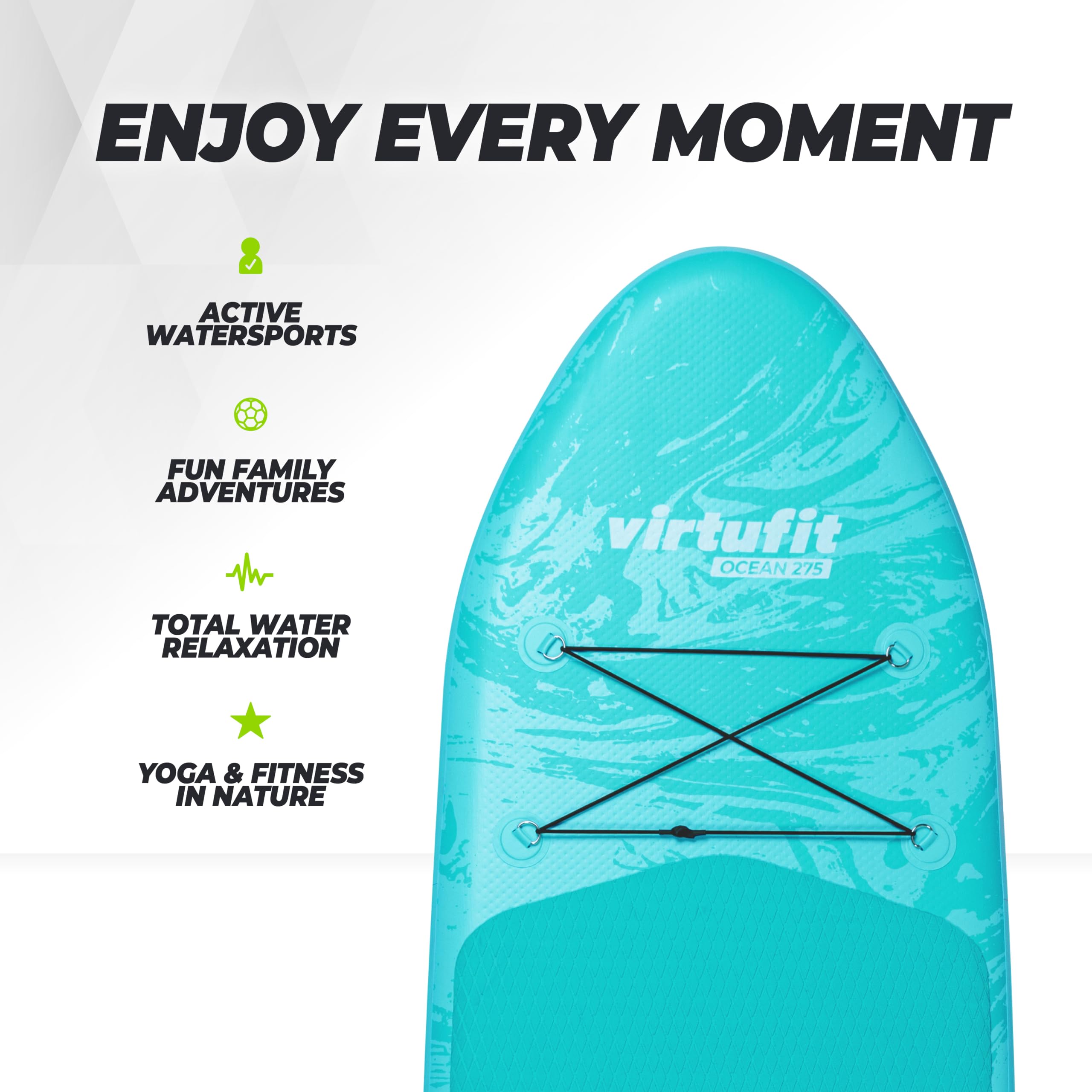 VirtuFit Tabla de SUP Ocean 275 – Negro – Incluye accesorios y bolsa de transporte