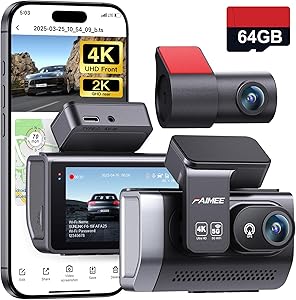 4K+2K Dash Cam Front and Rear, Dash Camera for Cars 2 Channel, 64GB Card Included, 5.8G/2.4G Dual WiFi, Built-in GPS, Night Vision, WDR, 170°Wide Angle, G-Sensor Emergency Lock, 24H Parking Monitor