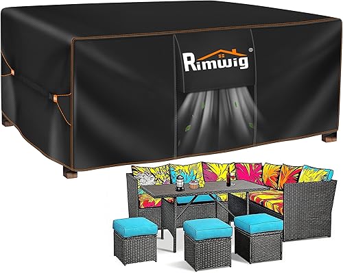 Miniatura 7 de Fundas para Juego de Muebles de Patio Impermeables, Fundas Impermeables para Juego de Sofá Seccional de Exterior, Funda para Juego de Mesa de