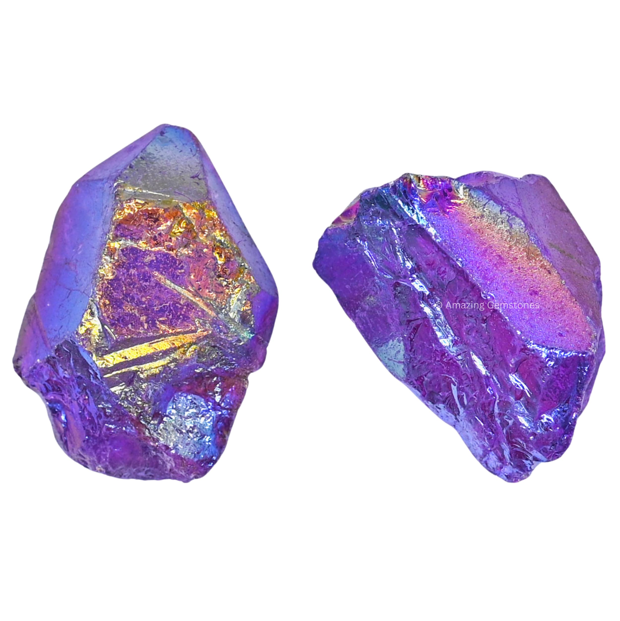 Amazing Gemstone 2 Pieces Amethyst Aura Quartz Raw Crystals and Healing Stones, Natural Rocks for Meditation and DIY Raw Stones and Crystals