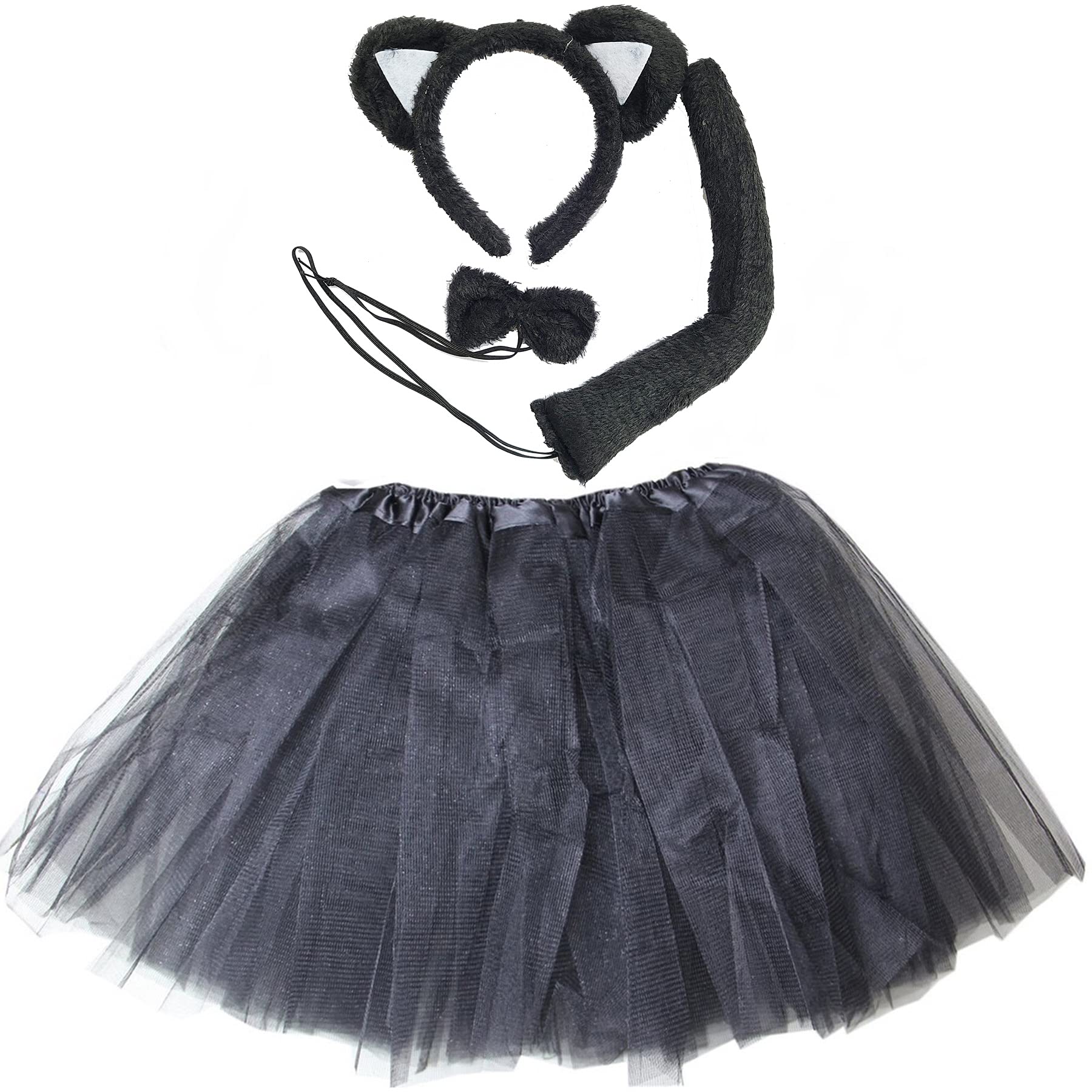 Kirei Sui Kids Animal Kitty Cat Zebra Fox Leopard Ears Headband Bowtie Tail & Tutu Costume