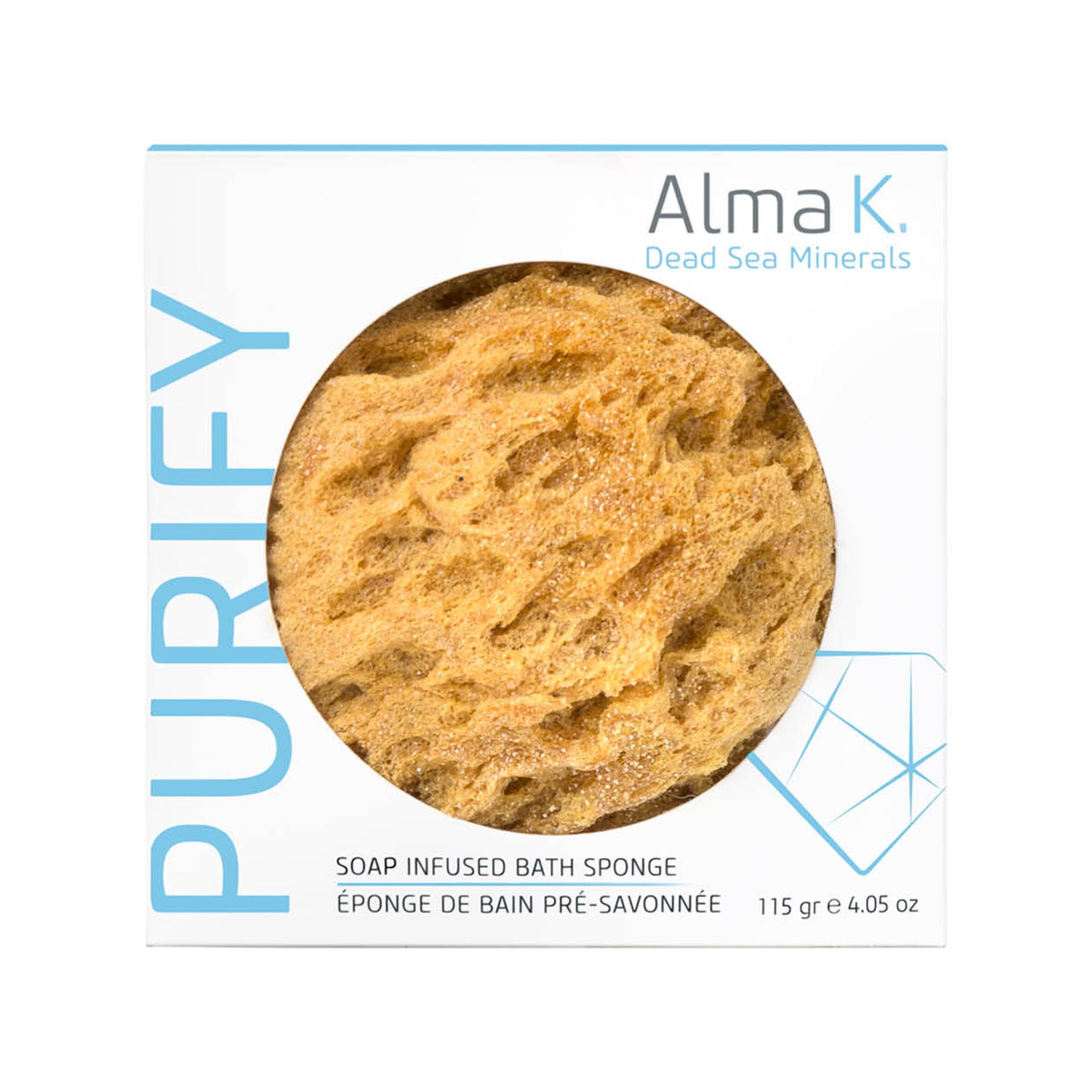 ALMA KALMA K, Soap Infused Bath Sponge, with Dead Sea Minerals Replenish & Relax, 115 Grams