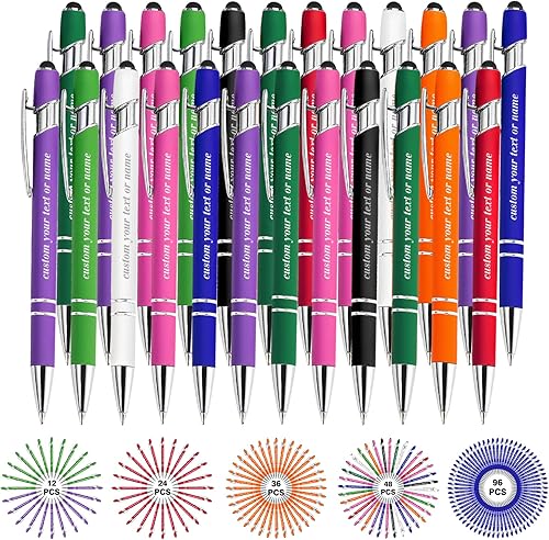 Miniatura 10 de Bolígrafos personalizados con nombre a granel, juego de bolígrafos personalizados, lápiz capacitivo grabado, logotipo, texto, regalo para negocios,