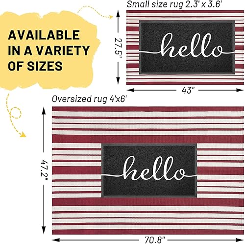 Vista 52 de KILOCOCO Alfombra de rayas beige de 2.3 x 3.6 pies para interiores y exteriores, alfombra tejida a mano de algodón lavable a rayas para puerta Rayas