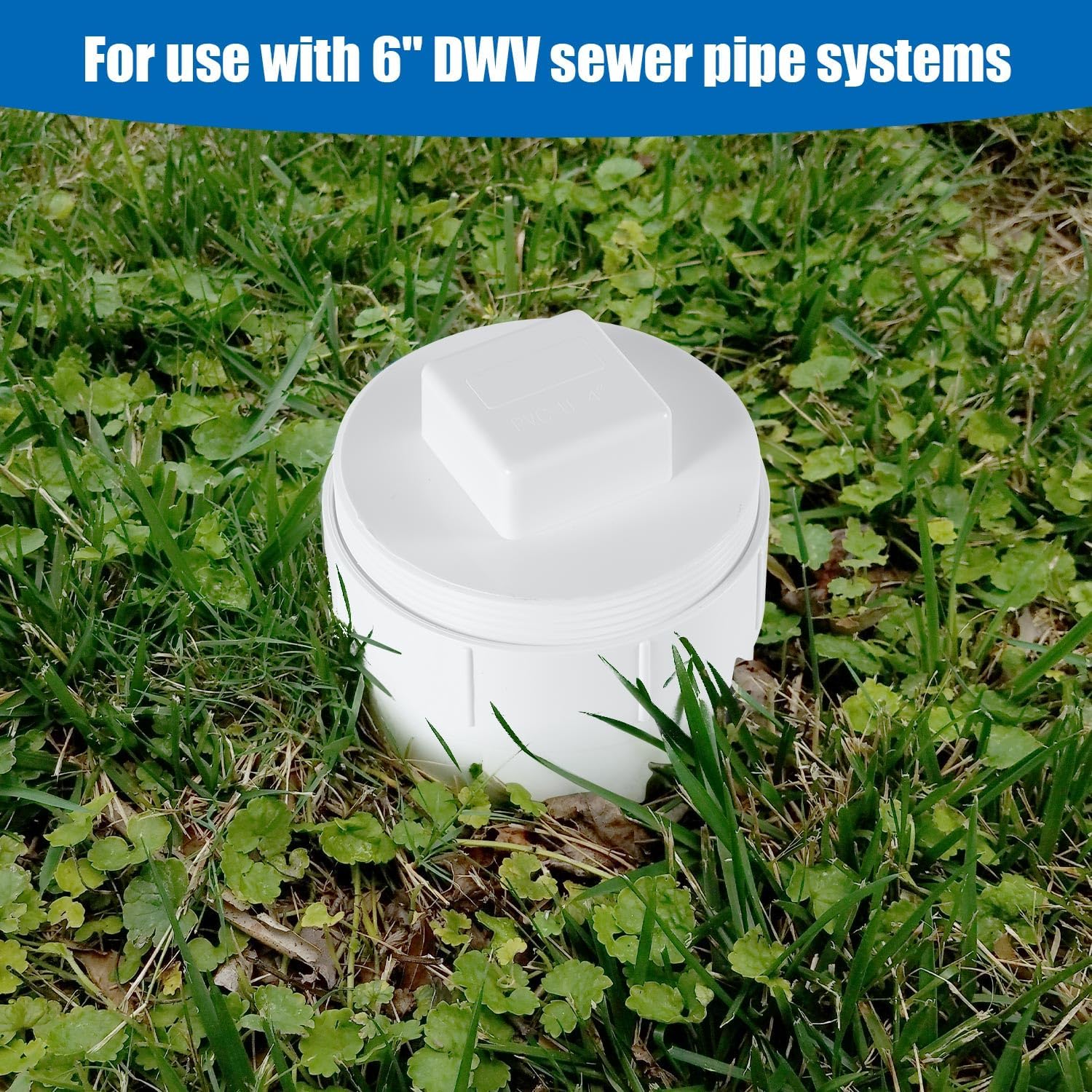 6 Inch PVC Sewer Cleanout Adapter with Plug Pipe Fitting, DWV Flush Sewer Cleanout Cap Drainage Sewer Cleanout Cap for Garden Outdoor Drainage Piping System