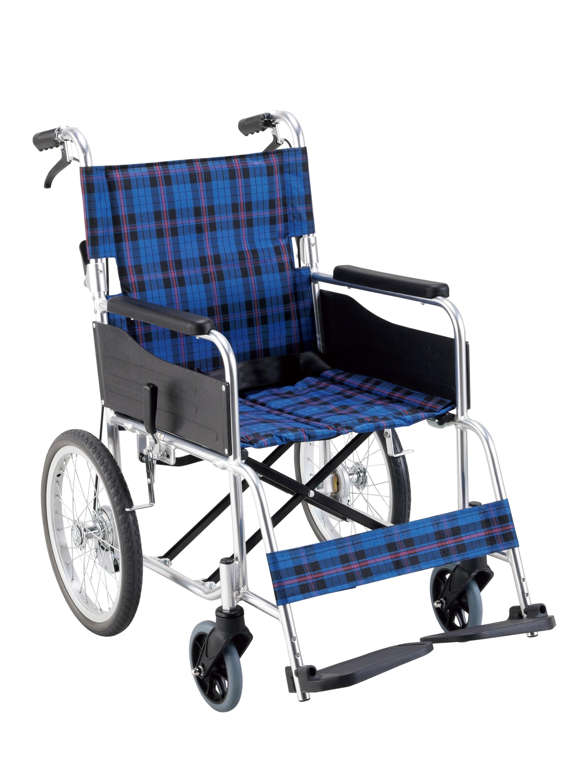 Amazon | マキテック 車椅子 KSシリーズ 介助式 ネイビーチェック 介護