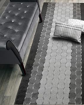 8 FT Long Non-Slip Washable Carpet Runner Rug with Rubber Backing, 31" X 8 Custom Floor Mat for Kitchen Hallway Stairs Bedroom Bathroom Entry, Checkered Anthracite Gray, Your Choice of Length