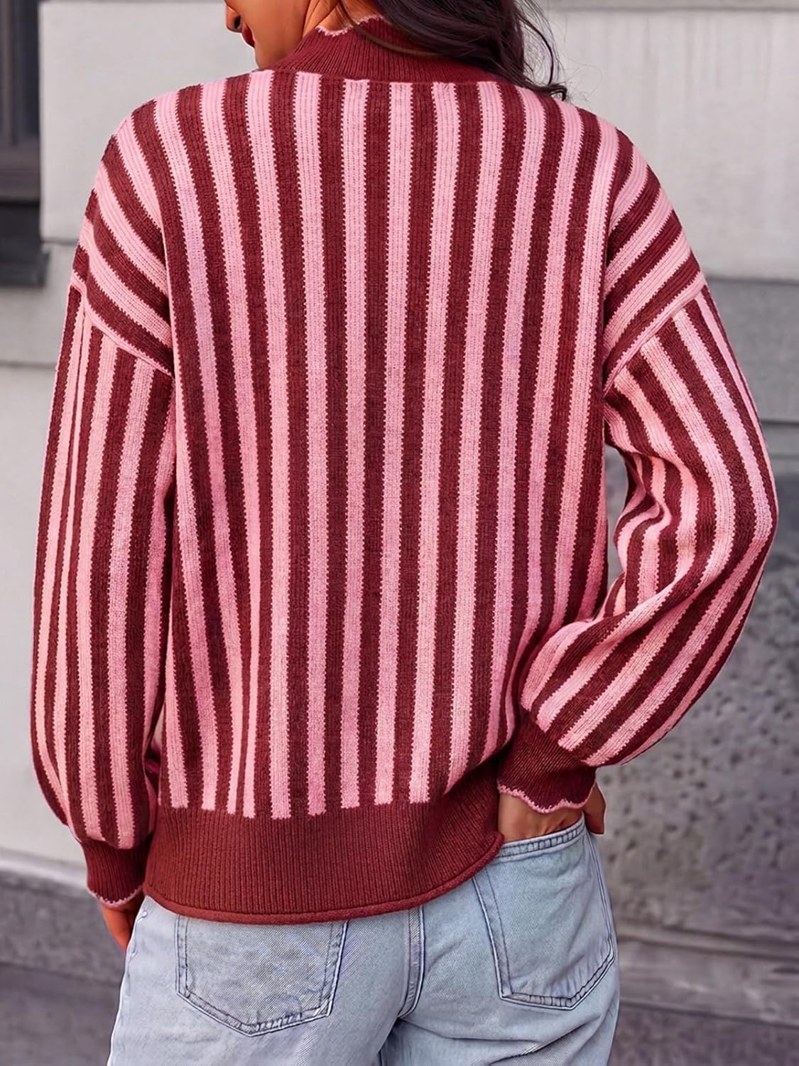  Women's Striped Cardigan Sweater Open Front Ruffle Long Sleeve thumbnail