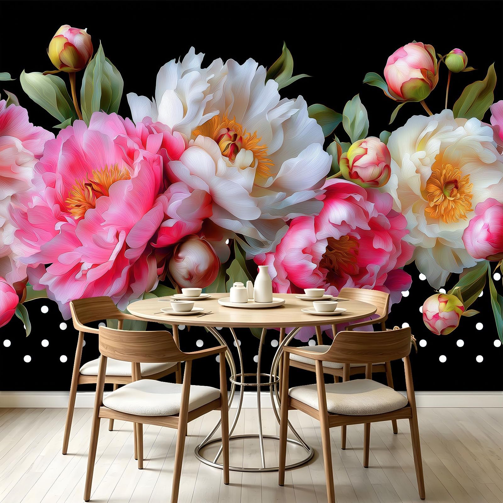 WTD - Papel pintado fotográfico (300 x 210 cm), diseño de peonía floral