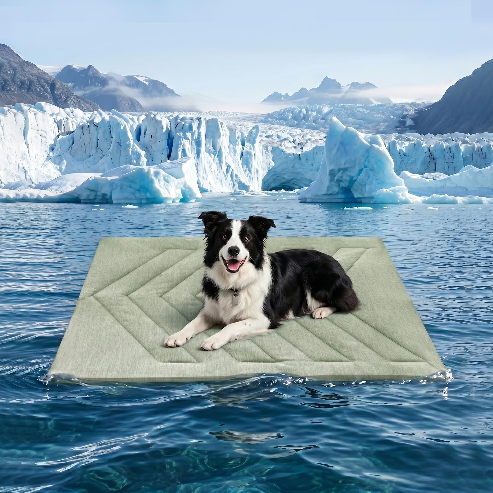 UIQELYS Cooling Mat for Dogs, Ice Green 48" X 28" Self-Coolings Foldable Dog Cooling Mat Q-MAX>0.4 Pet Blanket, Breathable, Washable Cooling Dog Pad for Dogs & Cats, Summer Relief Travel Indoor-B Size — image 1