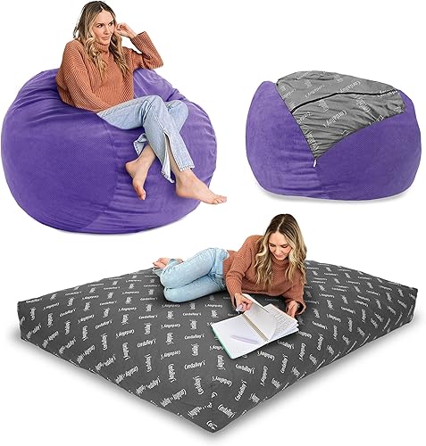 Miniatura 23 de CordaRoy's Puf de pana, puf convertible, lavable a máquina, funda de tela de pana para sótano, sala de estar, sala de juegos, dormitorio y más,