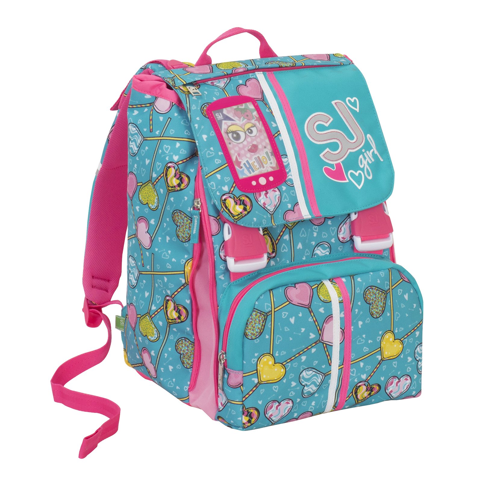 Zaino scuola sdoppiabile SJ GANG - HIGH TECH - Azzurro Rosa - INNOVATIVO sistema regolazione schienale - 28 LT elementari e medie 3