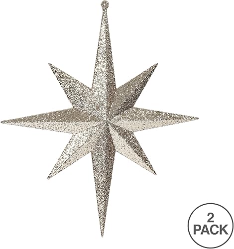 Vista 16 de Vickerman Adorno de Navidad de estrella de Belén con purpurina iridiscente de oro rosa de 8 pulgadas, 4 por caja