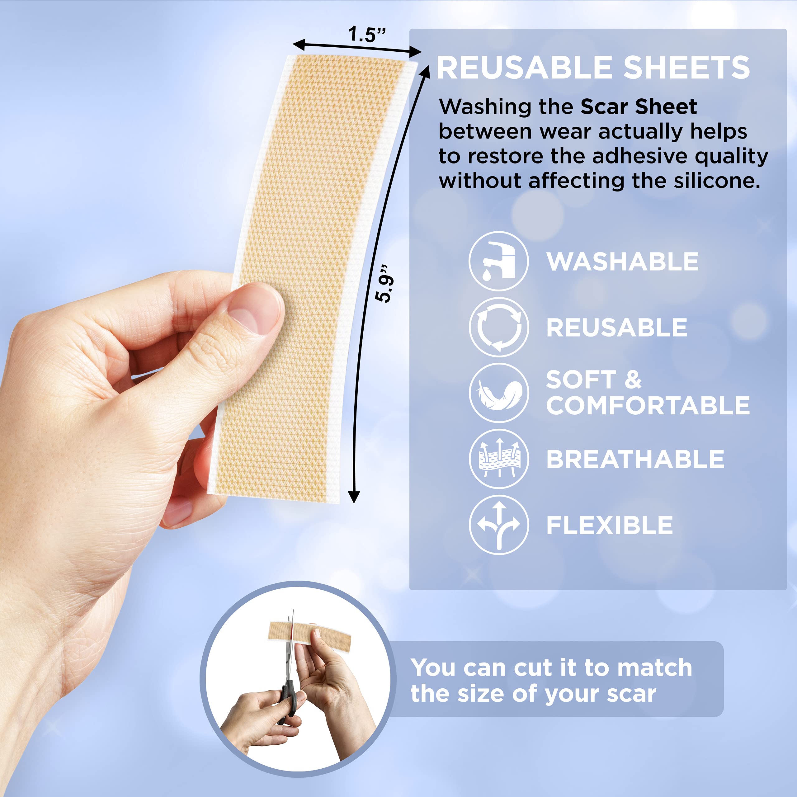 Silicone Scar Sheets Scar Treatment Gel 5 Pack Keloid Scar Removal