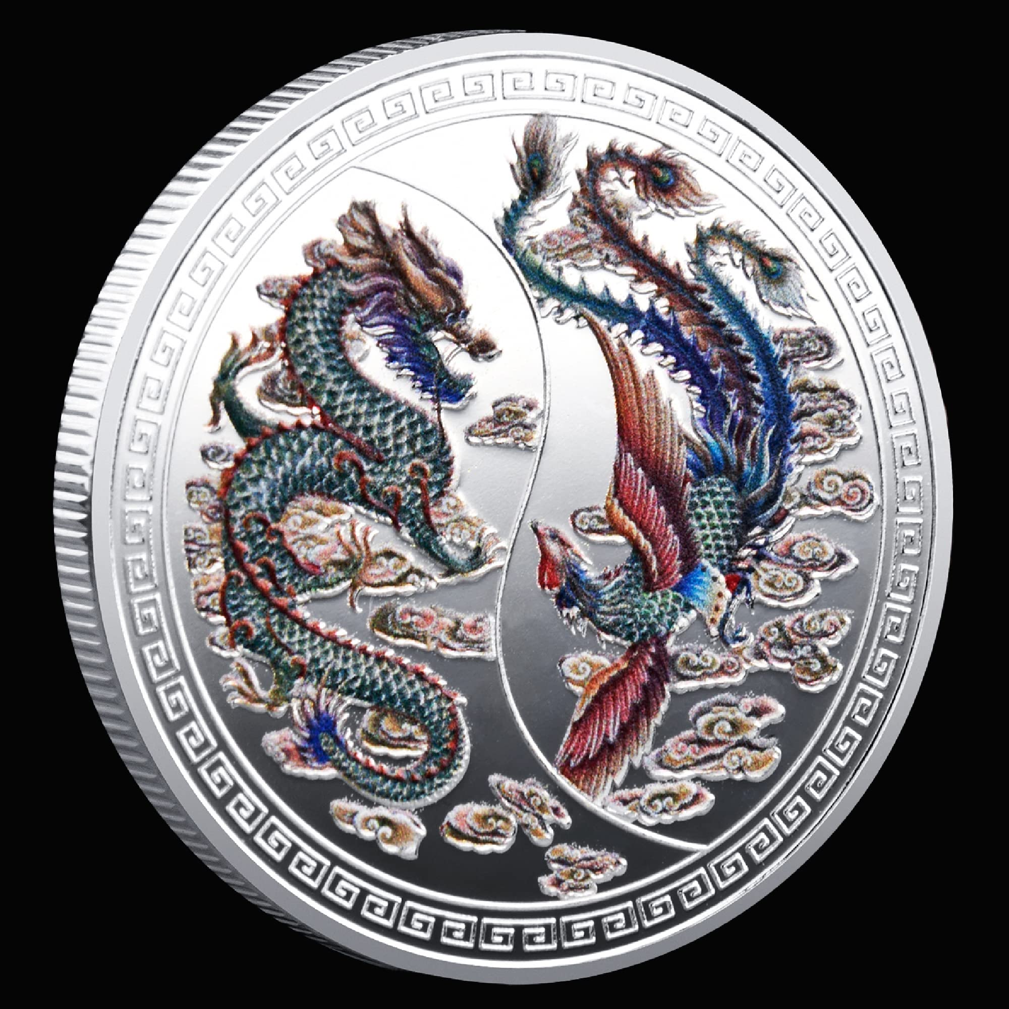 patpaw Lottery Scratch Coin Chinese Loong and Phoenix Prosperity Challenge Coin (2)