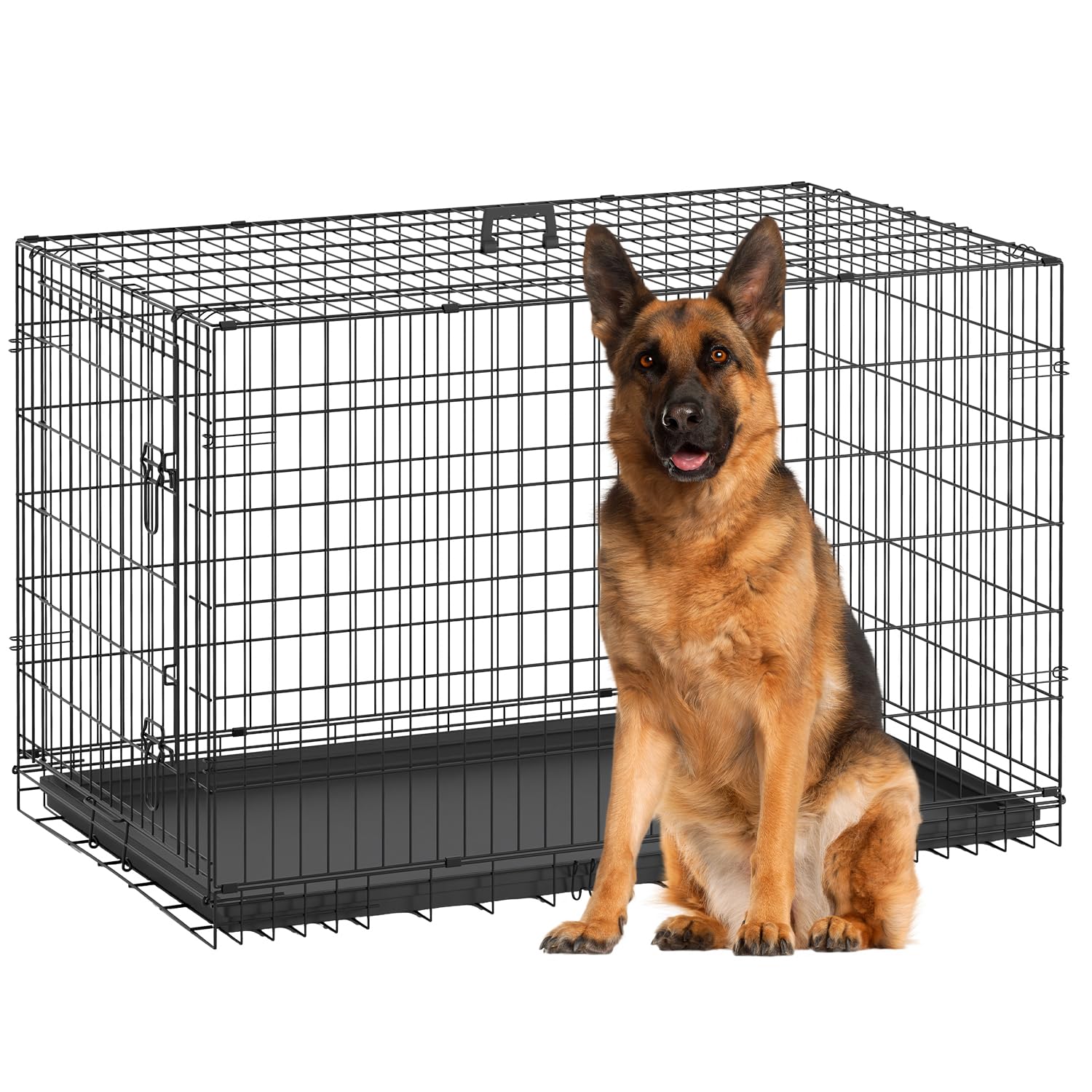 BestPet | Dog Crate | 48" | Black | Foldable Metal Kennel with Single Doors
