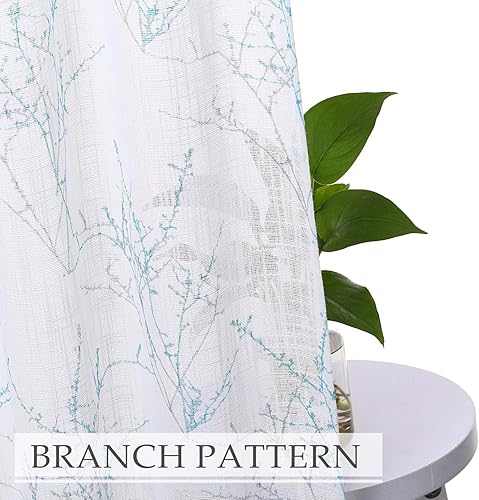 Miniatura 7 de Cortinas de cocina con ramas de árbol natural, cafetería, decoración de granja, ramita floral, cortinas de media ventana, juego de filtrado de luz