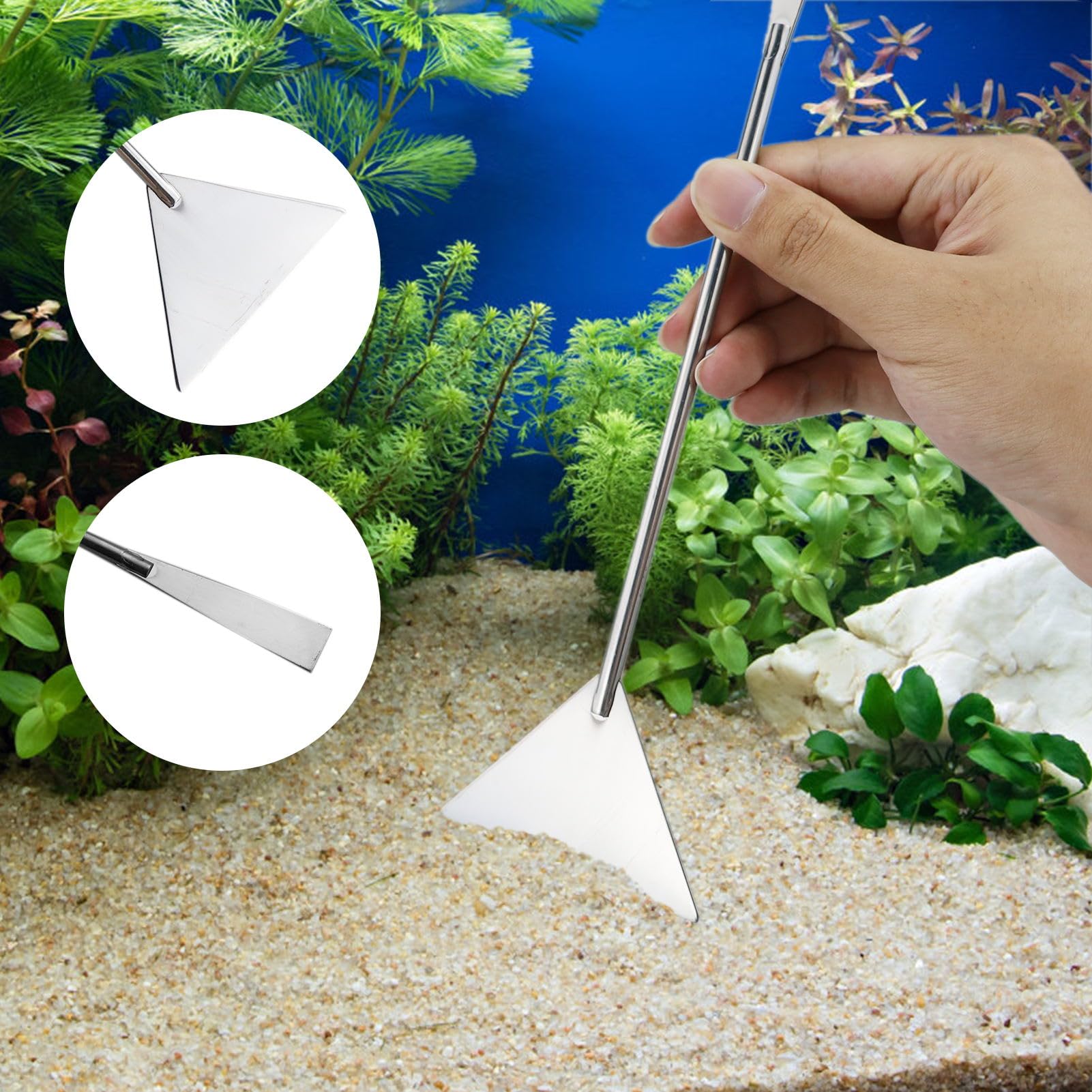 Set di strumenti per acquario Aquascaping, 3 pezzi in acciaio inossidabile, set di strumenti per la cura, pinzette, spatole, kit di avviamento per pesci per la pulizia e il taglio del ghiaino per