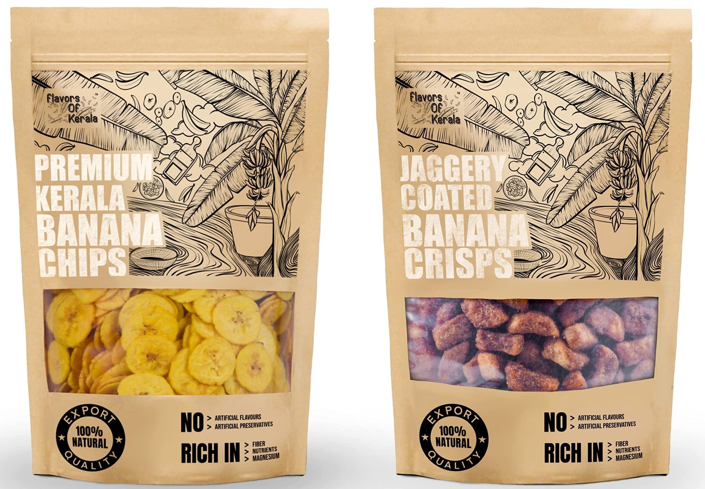 FLAVORS OF KERALA (FOK) - Combo | Kerala Banana Chips In Coconut Oil (700 GM) & Jaggery Coated Banana Chips (Sharkara Upperi) (700 GM) | (B09LCL9KC6) Amazon Price History, Amazon Price Tracker