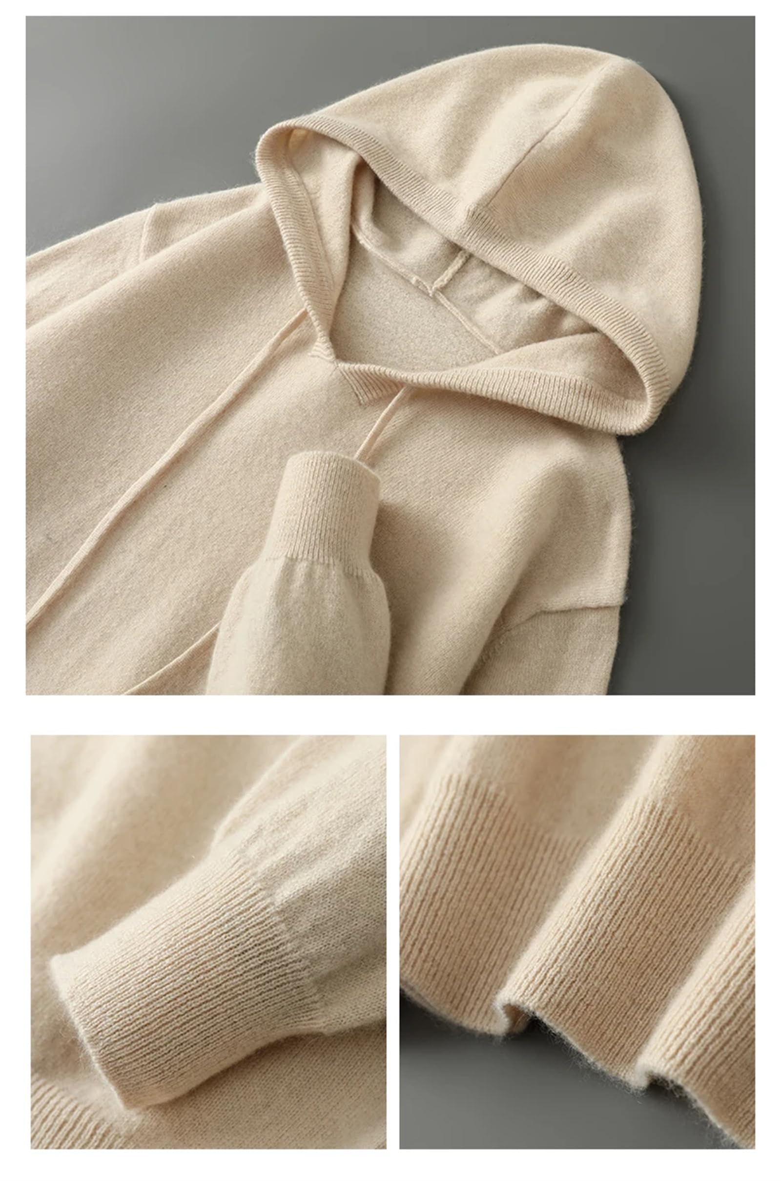 Yeuyyben Inverno Uomo ispessito Cashmere Lavorato A Maglia Con Cappuccio Maglione Casual Manica Lunga Tinta Unita Uomo Maglione Lavorato