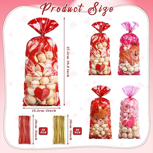 Miniatura 2 de Pasimy Bolsas de regalo de boda, bolsas de celofán de boda, bolsas de regalo de plástico para boda, bolsas de regalo de plástico para boda, corazón