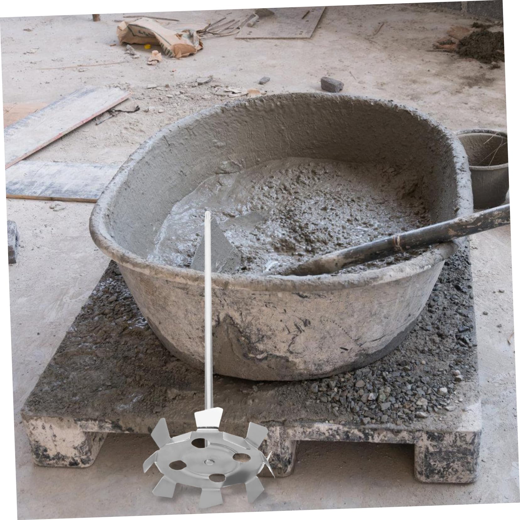 POPETPOP Miscelatore per Pittura e Calcestruzzo in Ferro Zincato Argento, Testa per Trapano Elettrico Adatta a Progetti di Ristrutturazione Casa, Miscelazione Rapida ed Efficiente