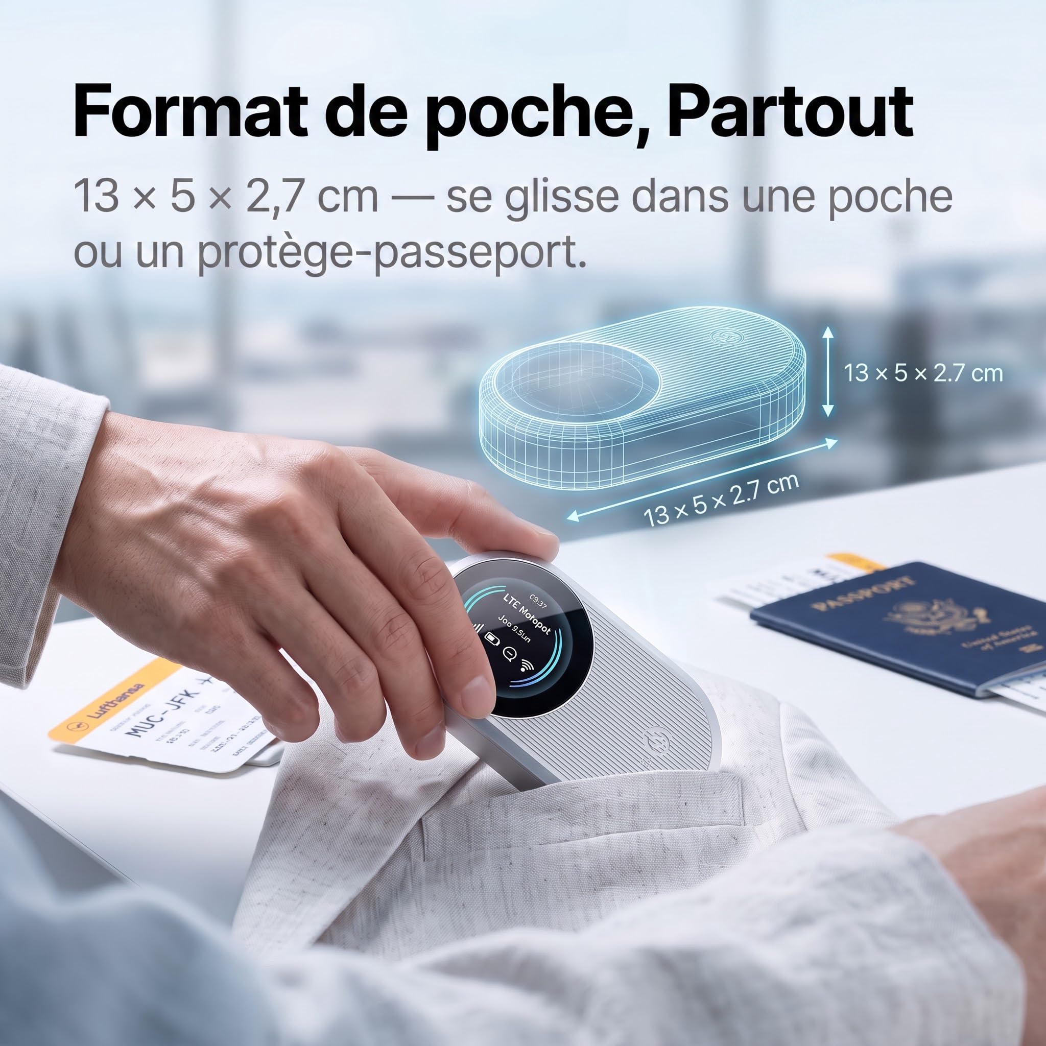 Routeur 5G Portable WiFi 6 Double Bande,Hotspot Déverrouillé Slot Carte SIM