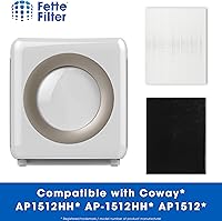 Vista 5 de Fette Filter - Juego de filtros True Hepa H13 de 656.2 ftAP-1512HH Premium H13 compatible con Coway AP-1512HH AP1512HH AP-1512HH-FP Airmega 200M