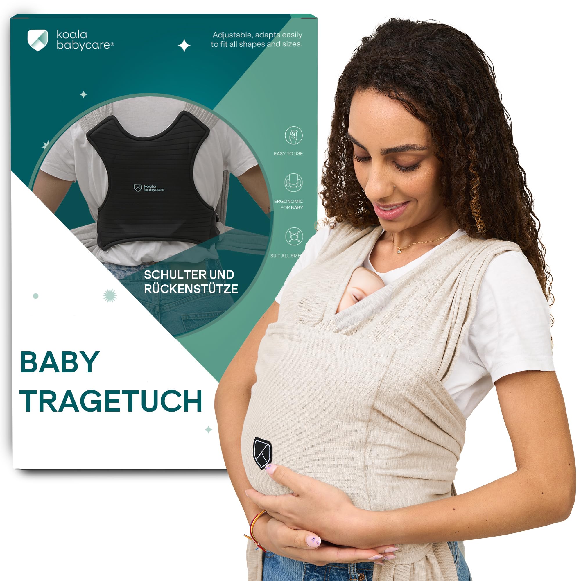 Koala Babycare Tragetuch Baby Neugeborene - Einfach Anzuziehen für Mütter und Väter - Babytrage Multi-Use Bis 9kg - Babytragetuch