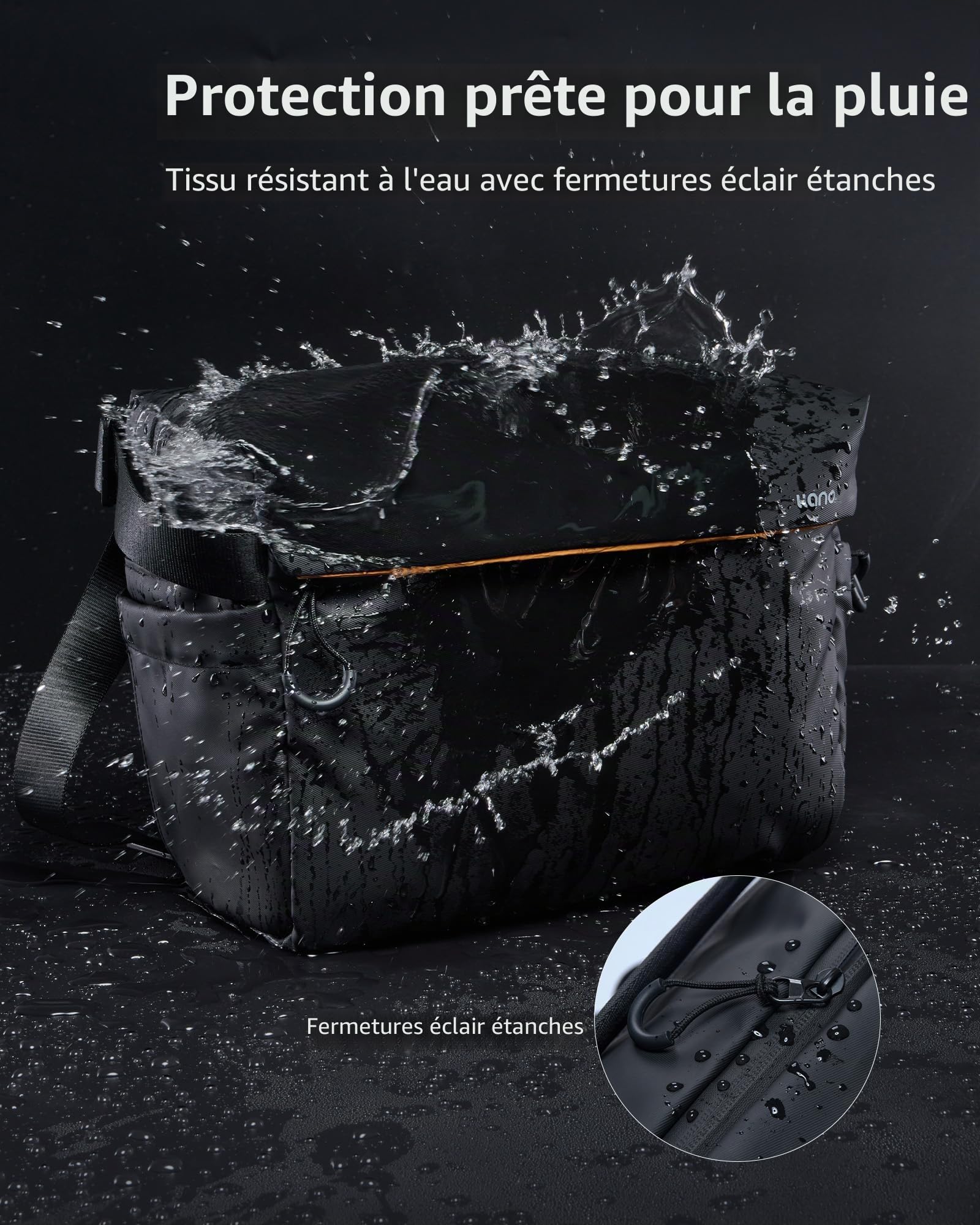 llano Sac à Dos pour appareils Photo DSLR/sans Miroir, Sac Photo Compact en bandoulière avec Sangle réglable pour Canon/Nikon/Sony Mirrorless, pour 1 Appareil Photo, 2 objectifs et Accessoires