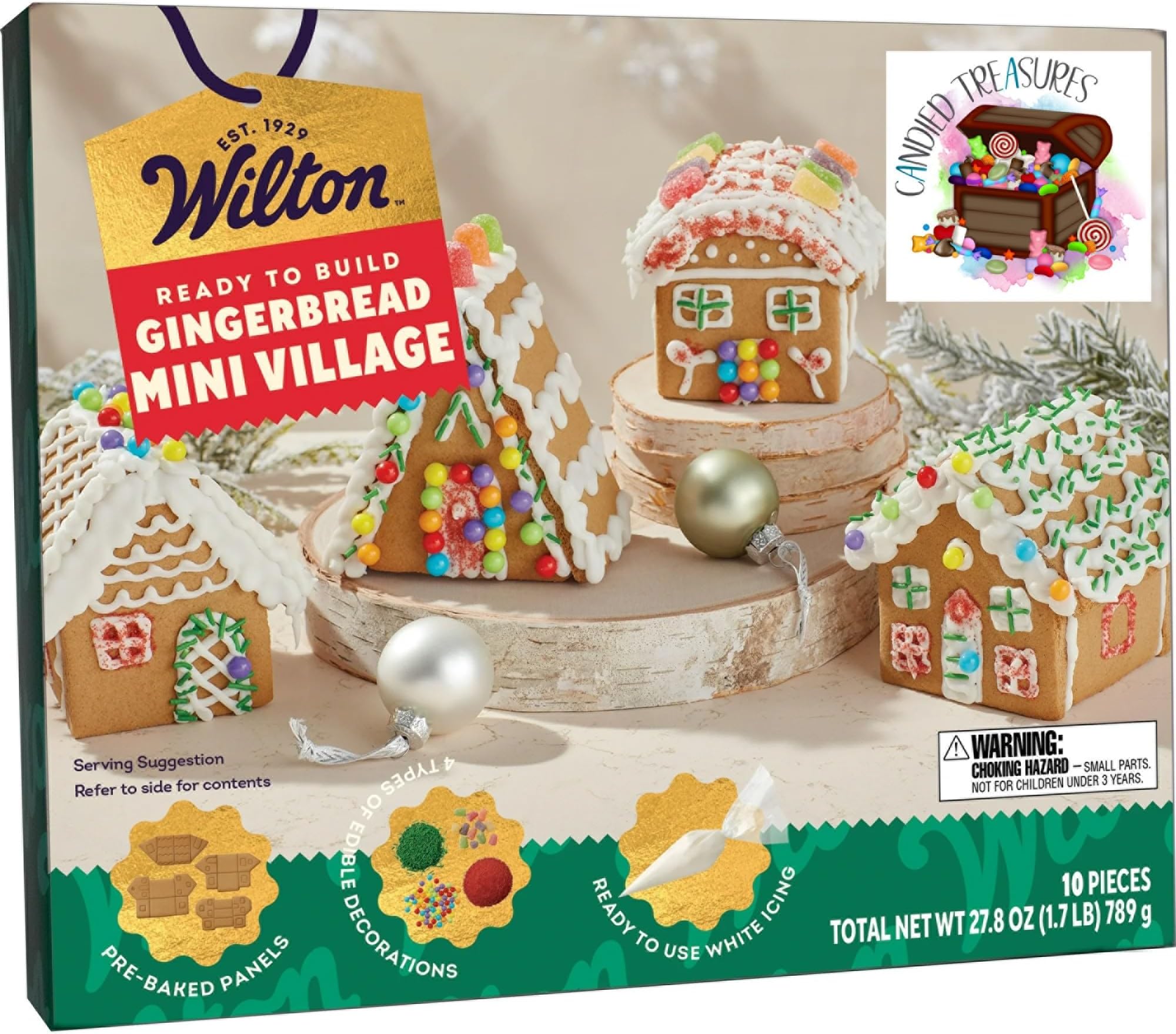 Wilton Gingerbread House Kit Bulk - Decorate Mini Village with Gingerbread Houses & Holiday Stickers - Perfect Christmas Kit for Kids & DIY Cookie Decorating