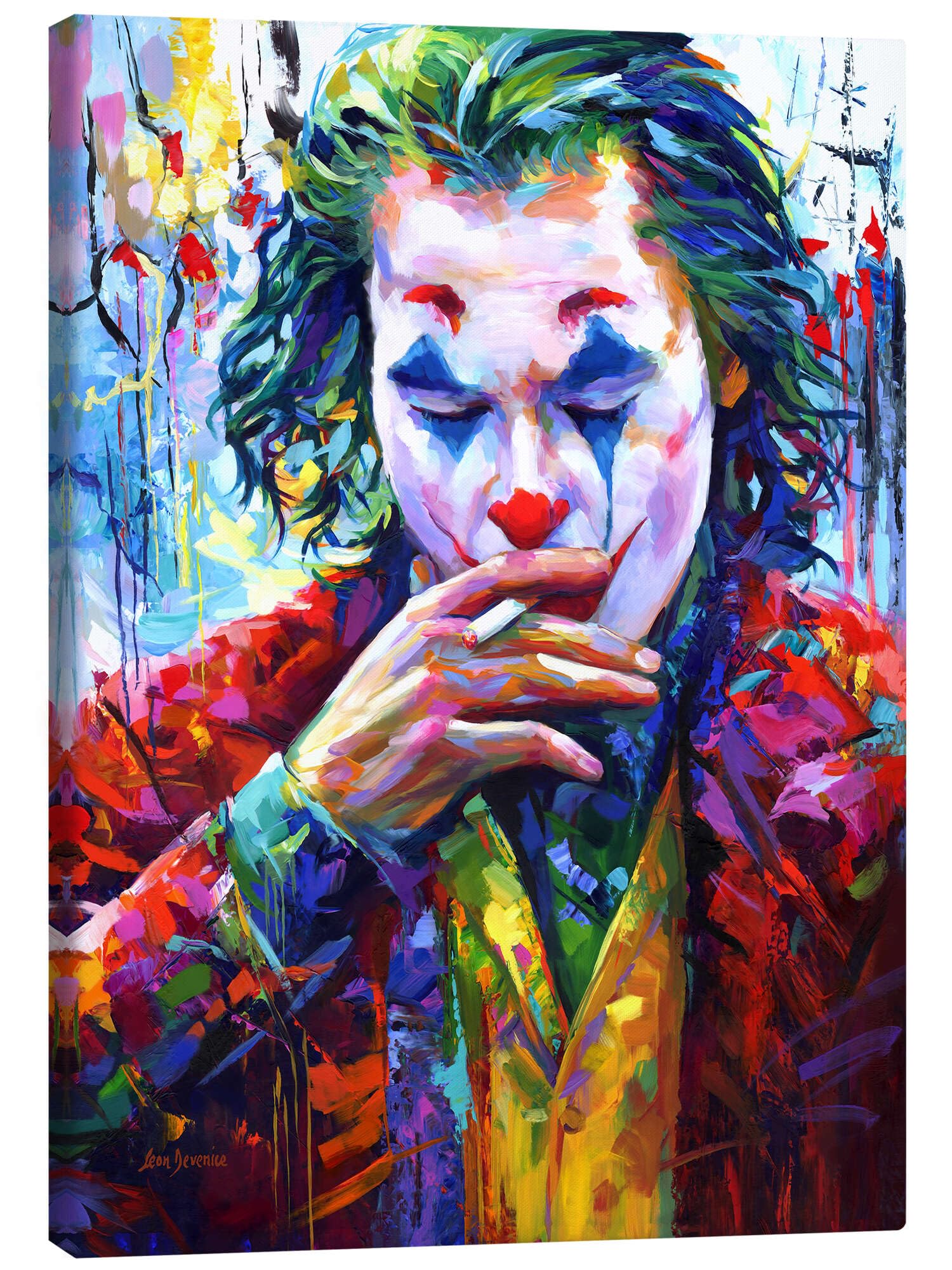 Posterlounge Smoking Joker Pop Art Lienzo de Leon Devenice 70 x 90
